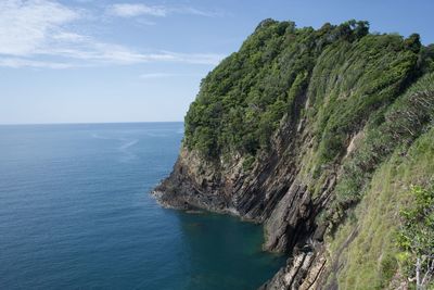 Scenic view of sea against sky while hiking at terengganu 