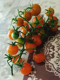 High angle view of fruits on table