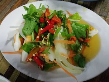 Close-up of salad served in plate