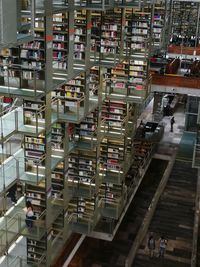 High angle view of books in library