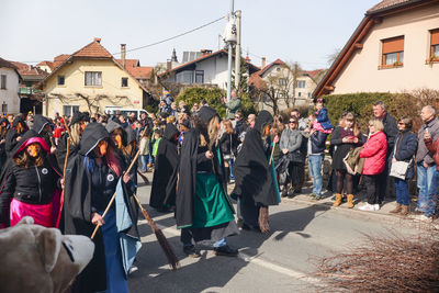 Panoramic view of people in city