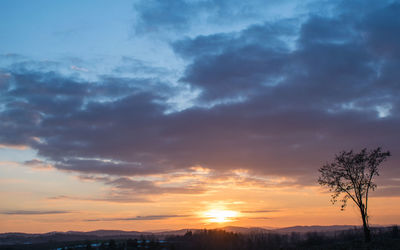 Scenic view of dramatic sky during sunset