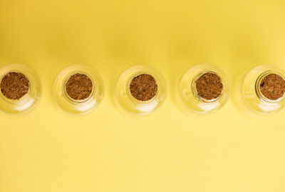 High angle view of candies on table