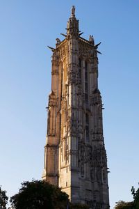 Low angle view of statue against clear sky