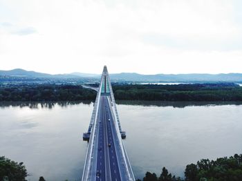 High angle view of bridge over river against sky