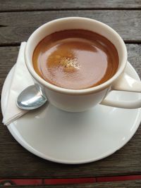 High angle view of coffee on table