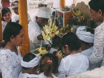 Group of people at market