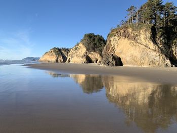 Scenic view of sea against clear sky