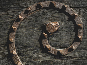 Close-up of heart shape on table