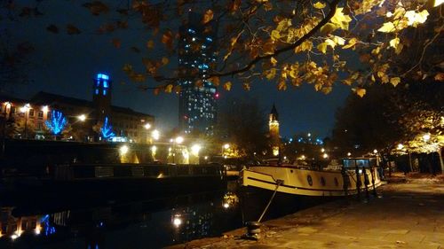 Street light in city at night