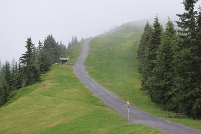 Road amidst green landscape against sky