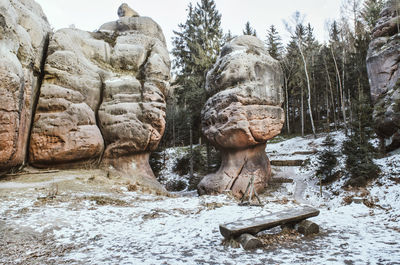 View of rocky shore during winter