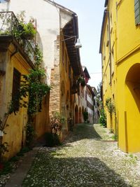 Narrow alley along buildings