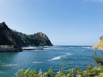 Scenic view of sea against clear sky