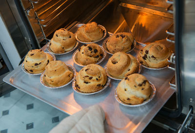 High angle view of cookies