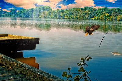 Scenic view of lake against sky