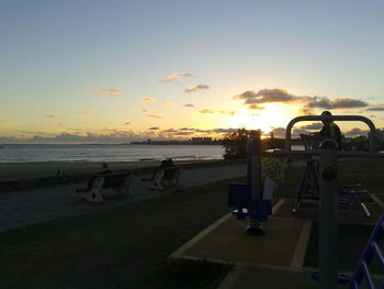 Scenic view of sea at sunset