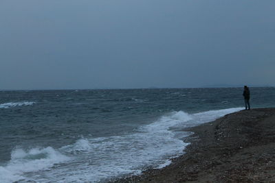 Scenic view of sea against clear sky