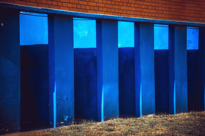 Blue window of building