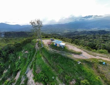 High angle view of landscape against sky