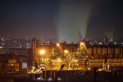 Illuminated city at night