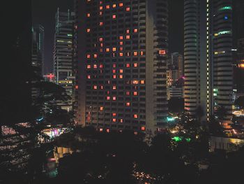 Illuminated cityscape at night