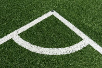 High angle view of soccer field