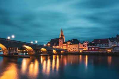 Panoramic view of regensburg's old town on the danube in germany.