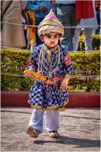 Traditional look of small child describe festival of maharashtra