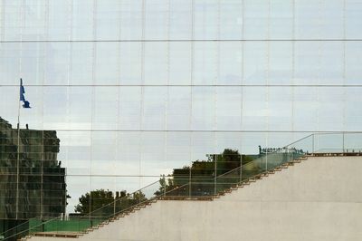 Steps against glass building