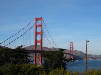 View of suspension bridge against sky