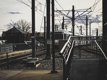 Railroad station against sky