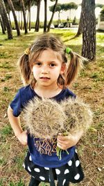 Portrait of cute girl in park