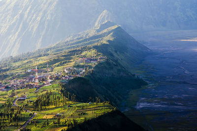 High angle view of mountain range