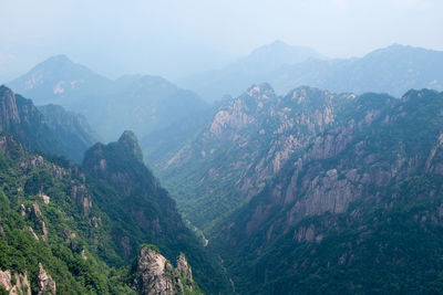 High angle view of mountains against sky