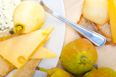 High angle view of fruits on table