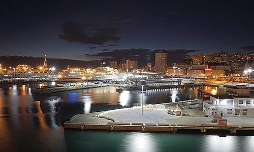 Illuminated city at night