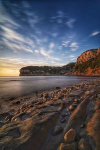 Scenic view of sea against sky during sunset