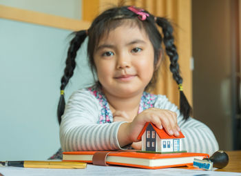 Portrait of cute girl smiling