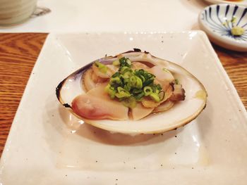 High angle view of meal served in plate