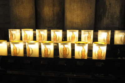 Close-up of illuminated candles