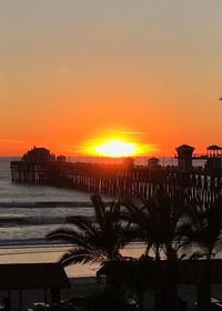 View of beach at sunset