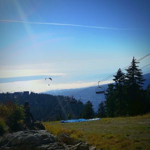 Scenic view of landscape against blue sky