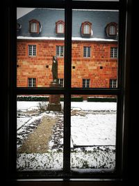 Buildings in city during winter