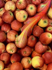 Full frame shot of apples for sale at market stall