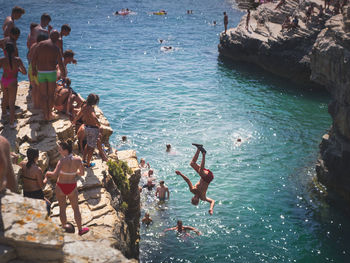 People enjoying in sea