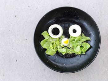 High angle view of vegetables in plate