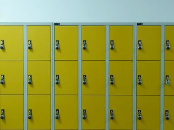 Close-up of yellow locker