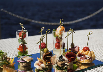 Various canapes and snacks served on platter