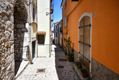 The narrow street of sepino, a medieval village of molise region in italy.